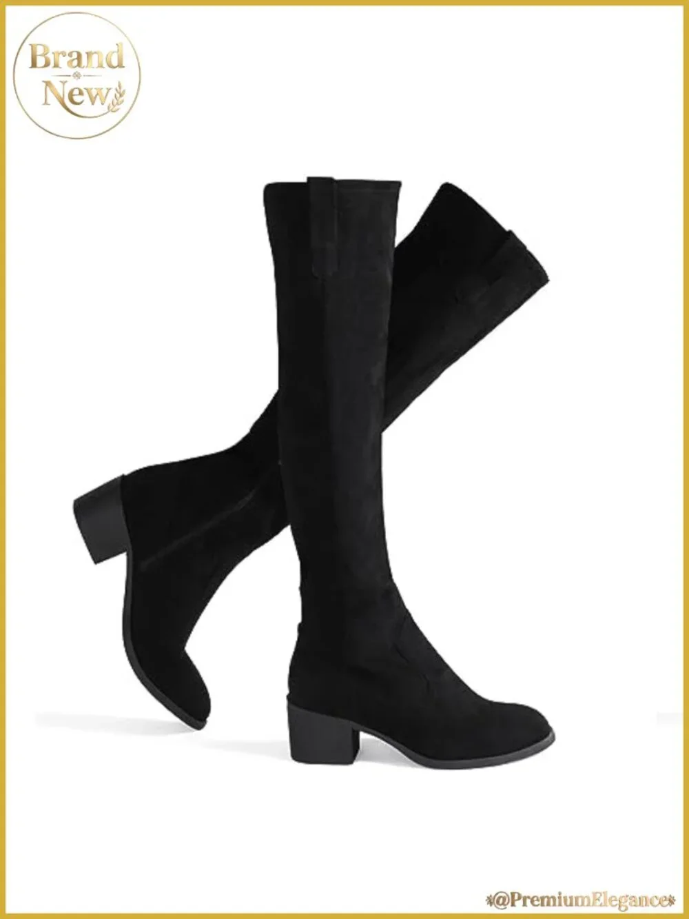 Over The Knee Thigh High Chunky Heel Pointed Toe Faux Suede Boots